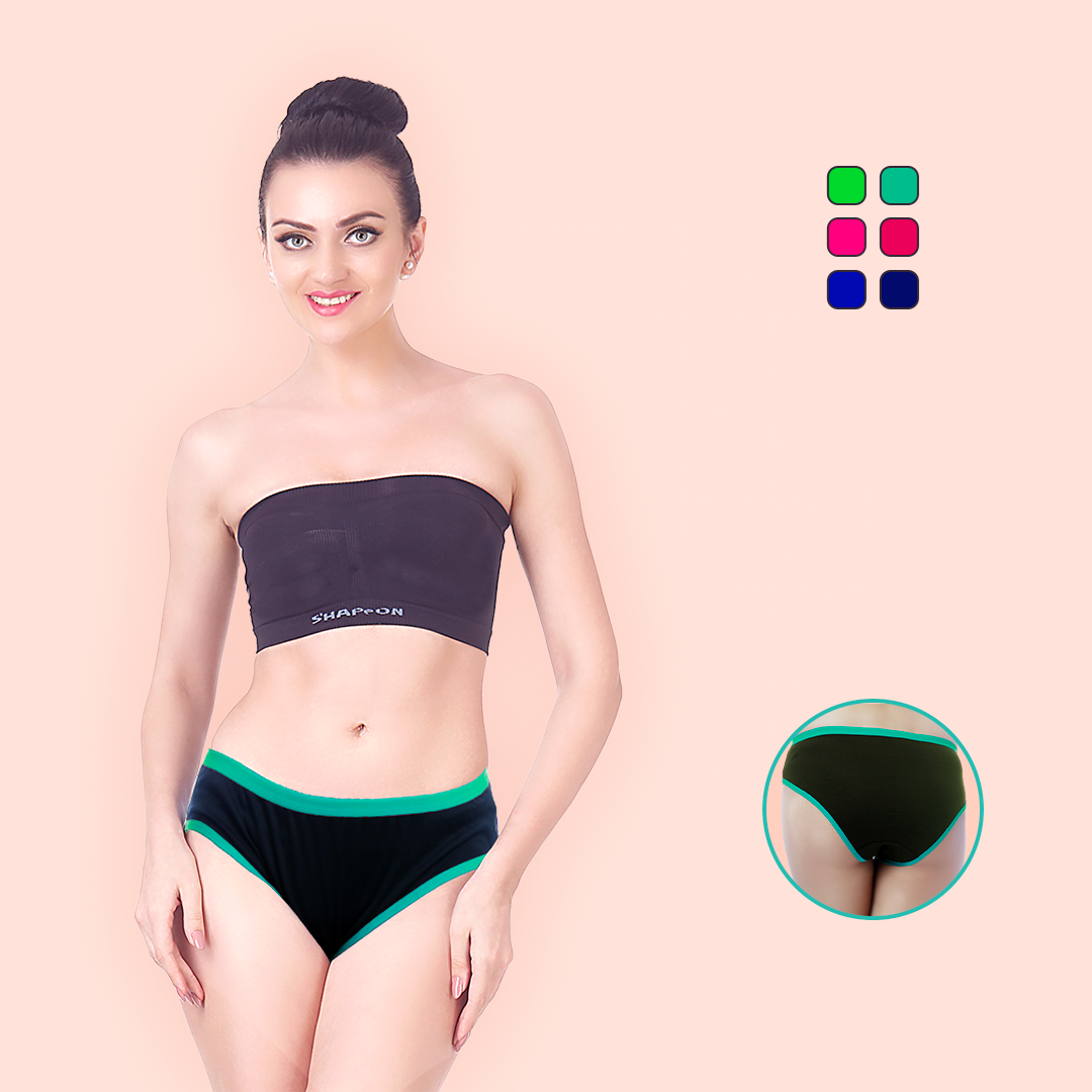 INNER SHRINGAAR Cotton Rich Mid Waist Color-Block Hipster Panty For Women